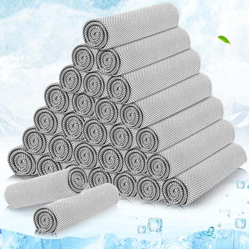 MENOLY 30 Packs Cooling Towels Bulk Cooling Towels for Neck and Face Gym Workout Cooling Neck Rags for Sports Yoga Soft Microfiber Breathable Sweat Rags for Hiking Running Fitness-Gray - Image 1